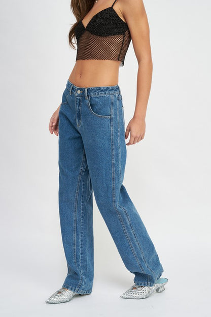 LOW WAIST DENIM BOYFRIEND JEANS