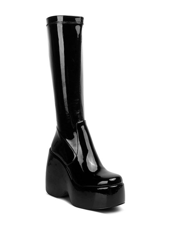 “KENDRA” Patent High Platfrom Calf Boots