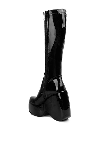 “KENDRA” Patent High Platfrom Calf Boots