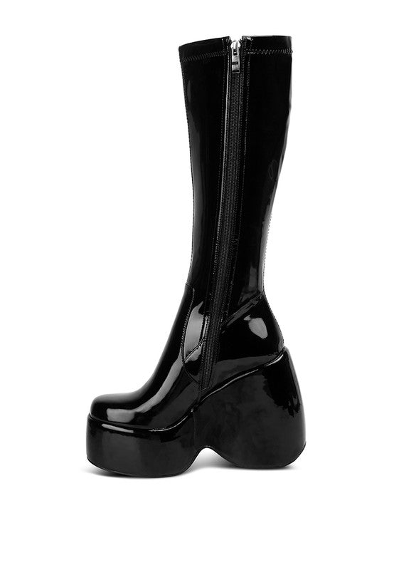 “KENDRA” Patent High Platfrom Calf Boots