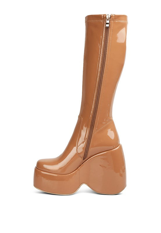 “KENDRA” Patent High Platfrom Calf Boots