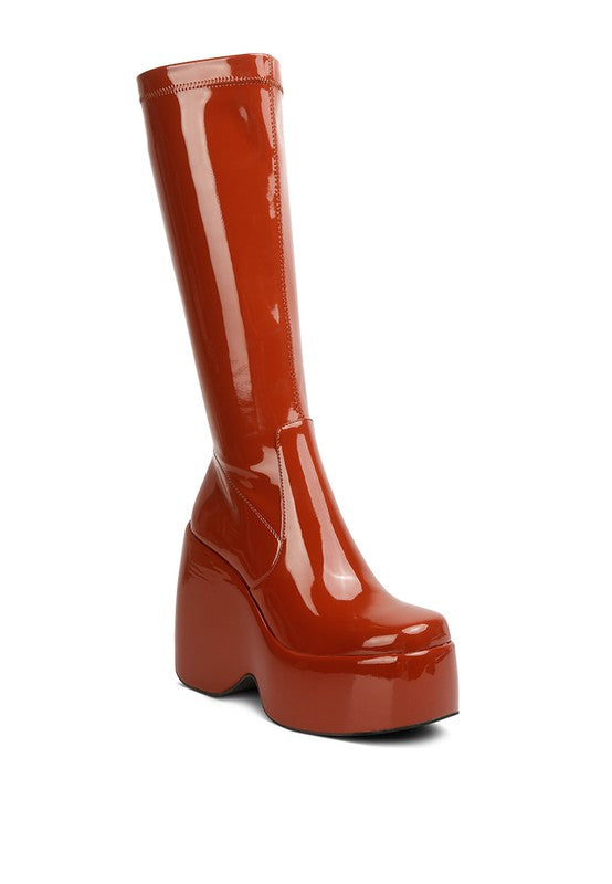 “KENDRA” Patent High Platfrom Calf Boots