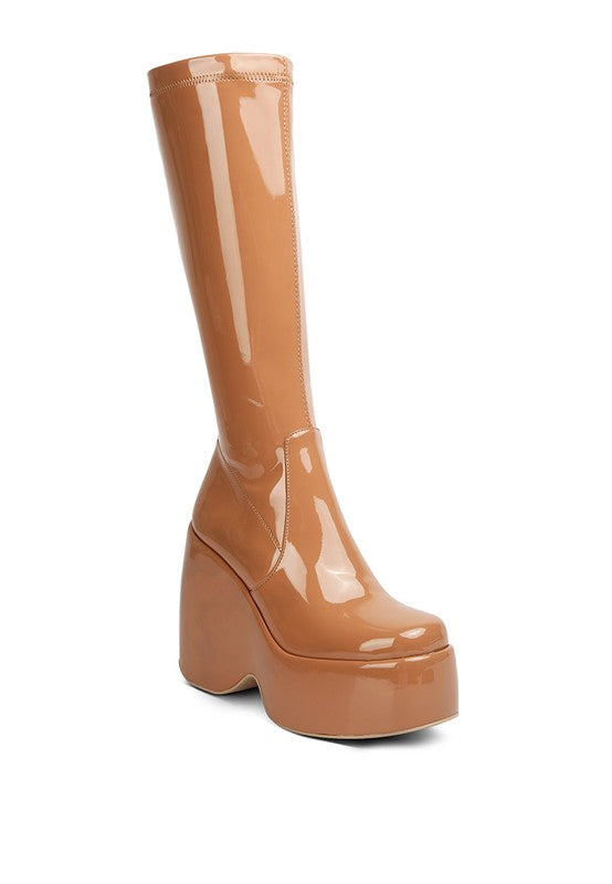 “KENDRA” Patent High Platfrom Calf Boots