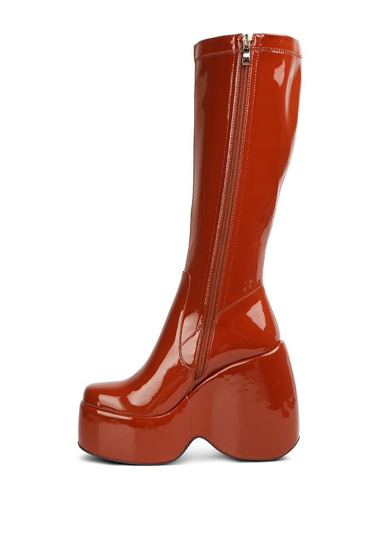 “KENDRA” Patent High Platfrom Calf Boots