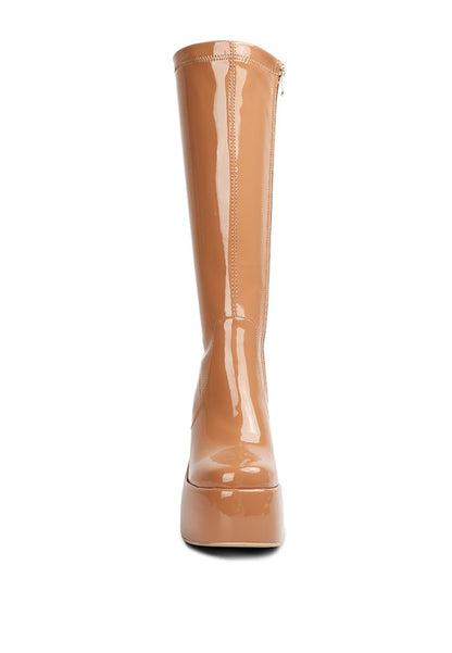 “KENDRA” Patent High Platfrom Calf Boots