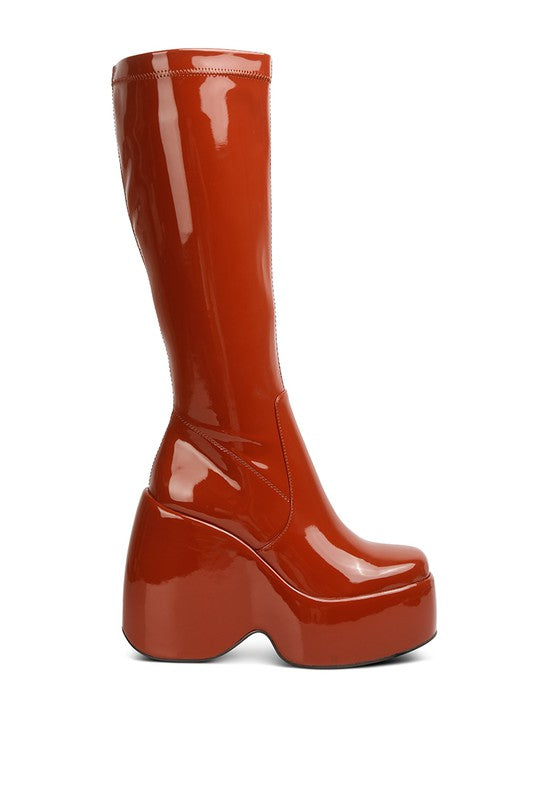 “KENDRA” Patent High Platfrom Calf Boots