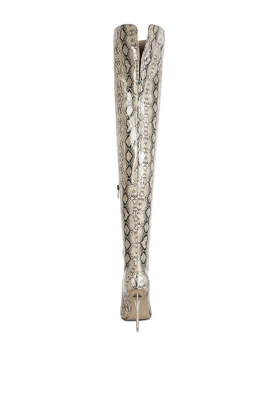 “DARRA” Snake Print Stiletto Long Boots