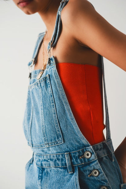 STRAIGHT LEG DENIM OVERALLS