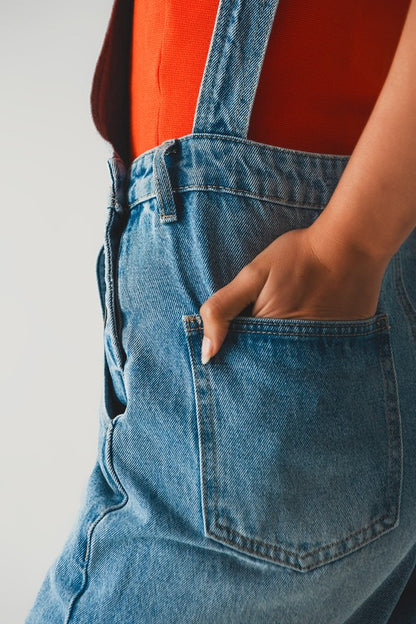 STRAIGHT LEG DENIM OVERALLS