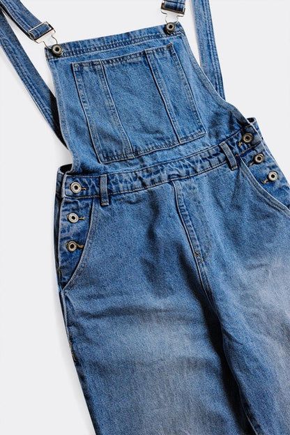 STRAIGHT LEG DENIM OVERALLS