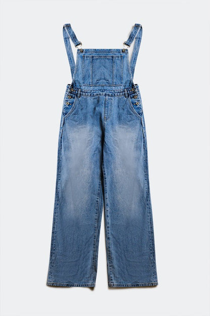 STRAIGHT LEG DENIM OVERALLS