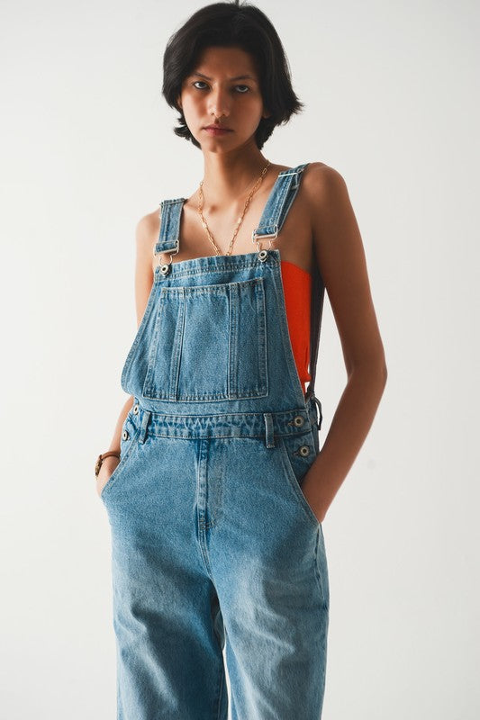 STRAIGHT LEG DENIM OVERALLS