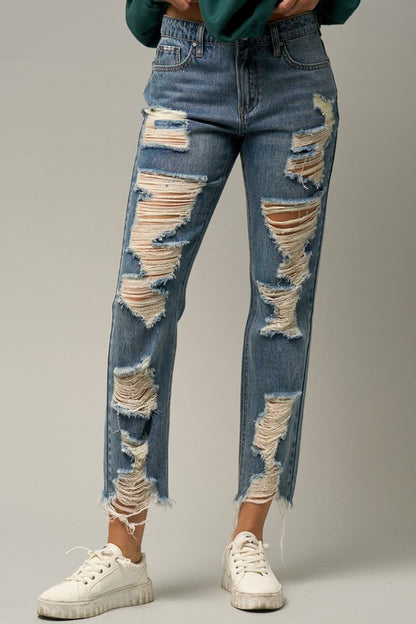 Ripped Straight Jeans