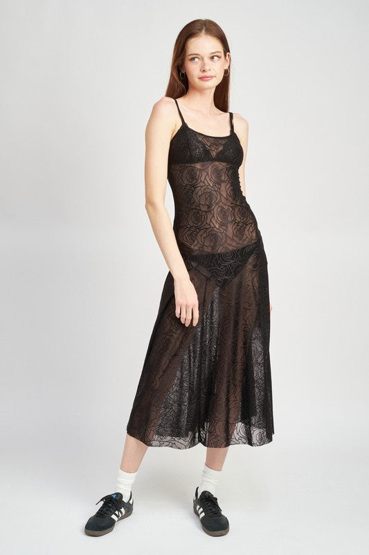 SHEER MAXI LACE DRESS