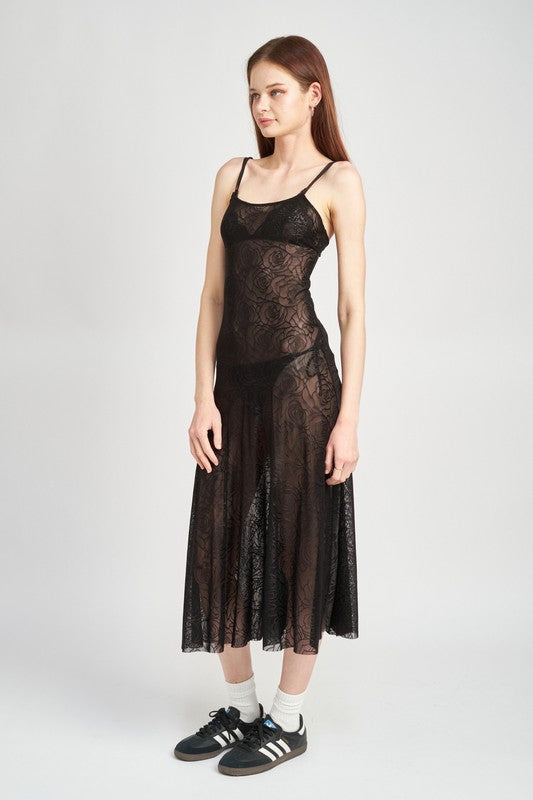 SHEER MAXI LACE DRESS