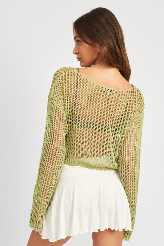 CROCHET LONG SLEEVE TOP