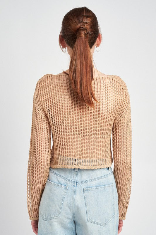 CROCHET LONG SLEEVE TOP