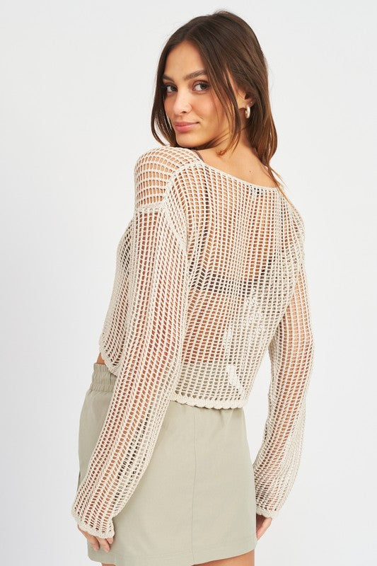 CROCHET LONG SLEEVE TOP