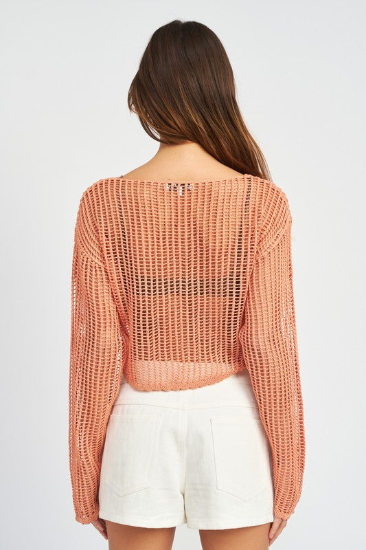 CROCHET LONG SLEEVE TOP