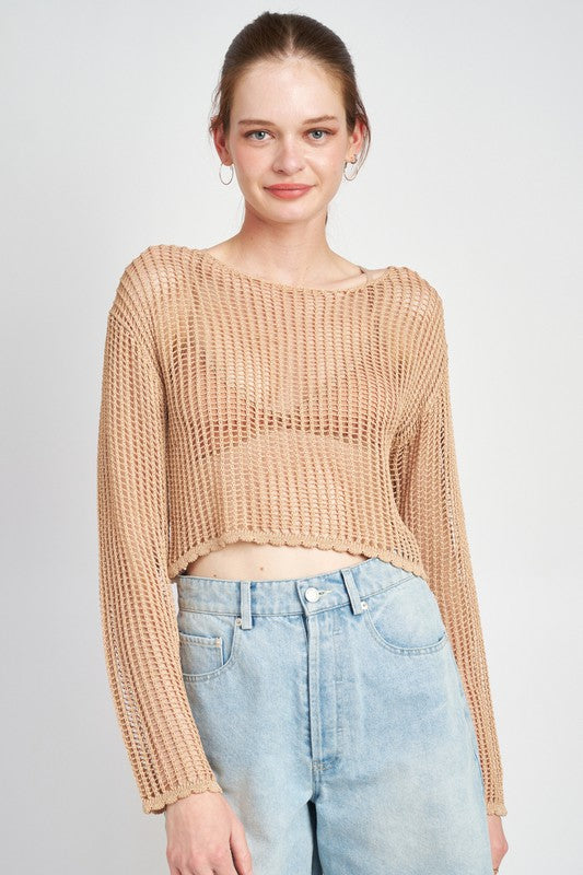 CROCHET LONG SLEEVE TOP