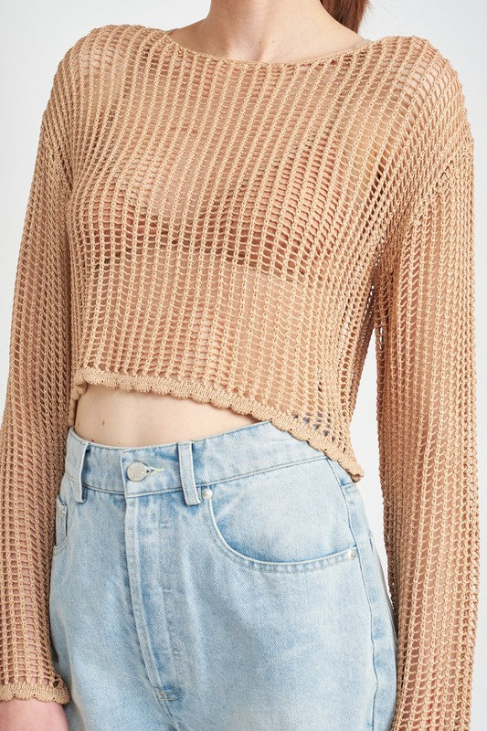 CROCHET LONG SLEEVE TOP