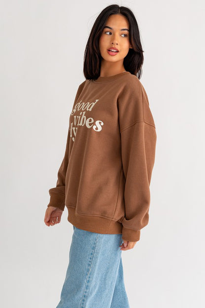 Letter Embroidery Oversized Sweatshirt