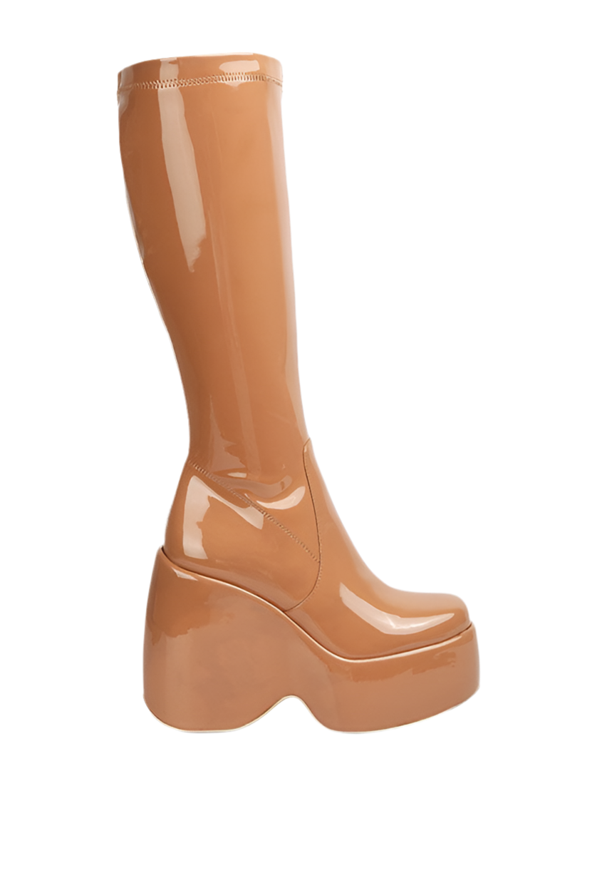 “KENDRA” Patent High Platfrom Calf Boots