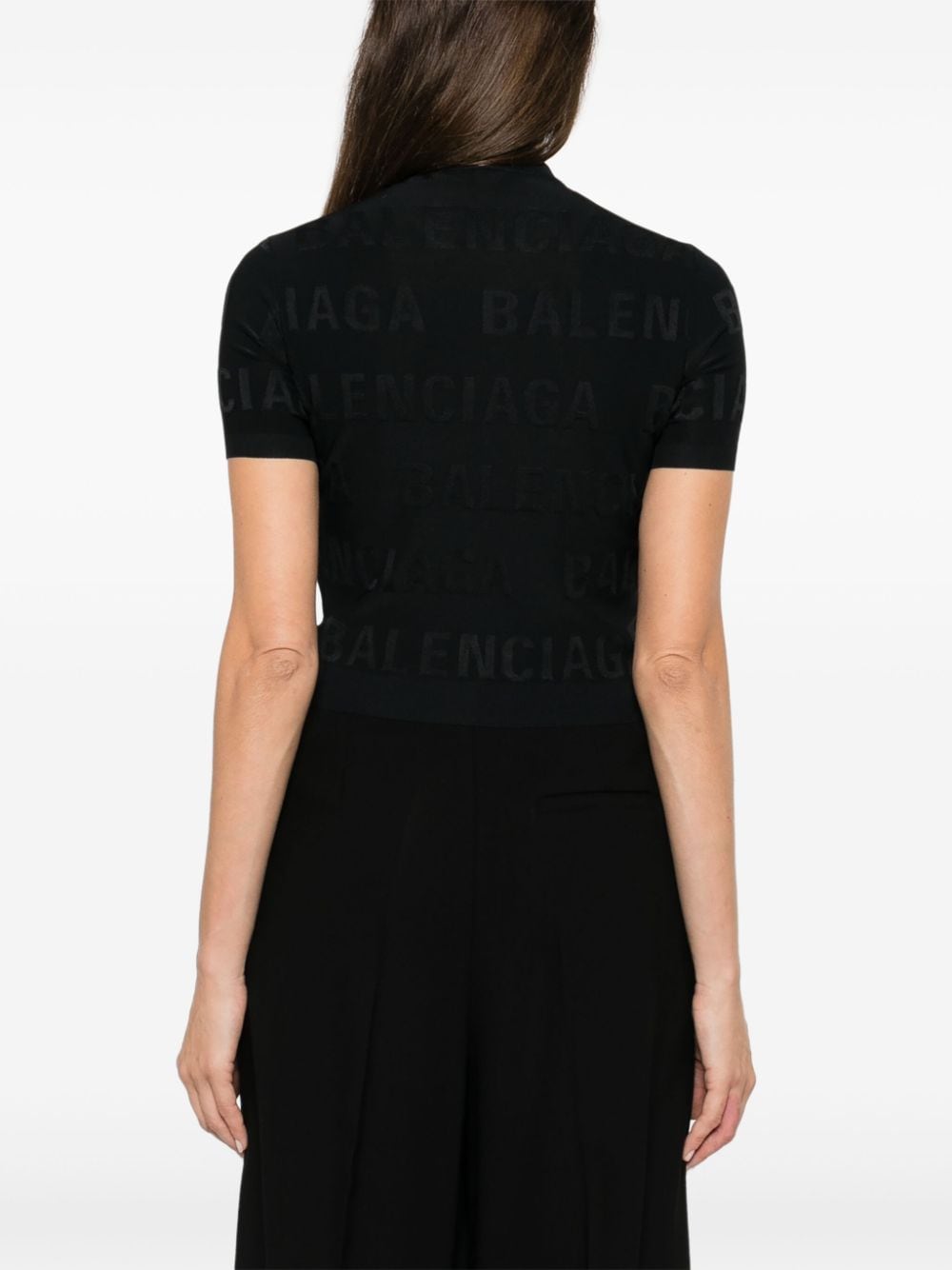 Balenciaga jacquard logo crop top