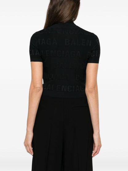 Balenciaga jacquard logo crop top