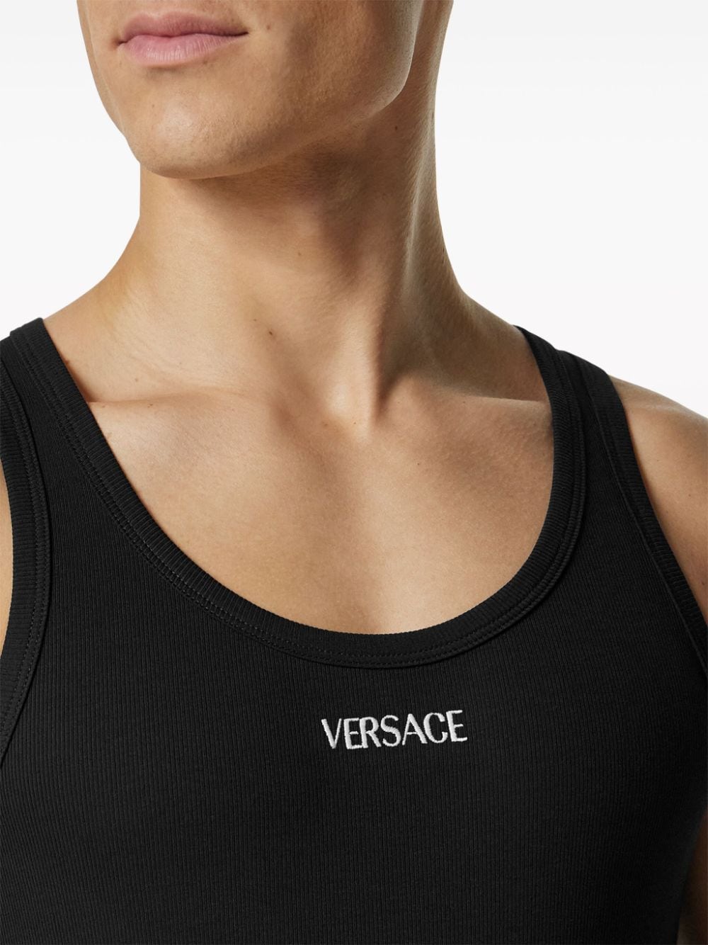 Versace Ribbed top with embroidery