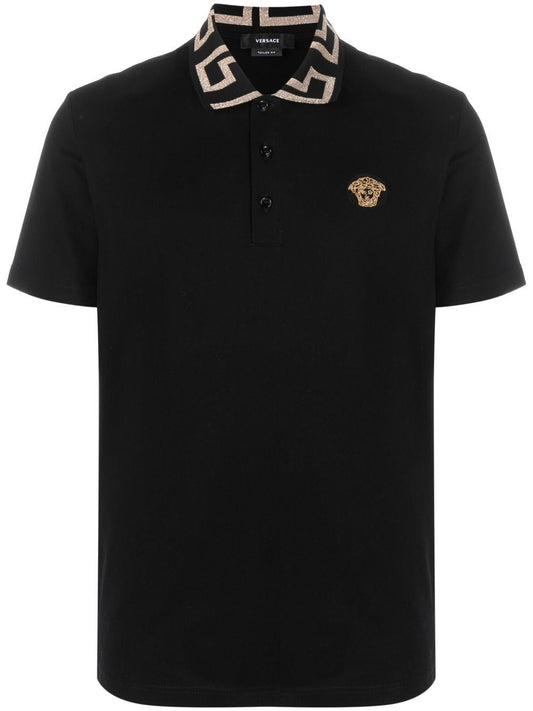 Versace Medusa greca polo in black