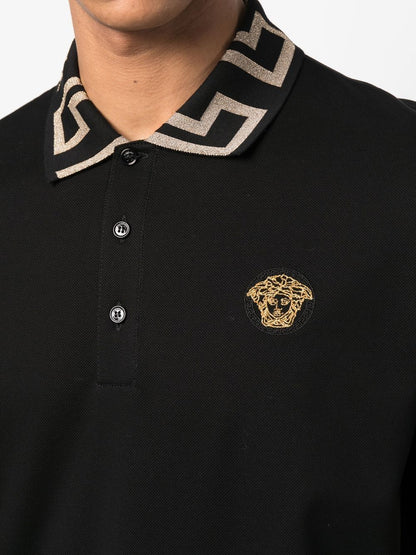 Versace Medusa greca polo in black