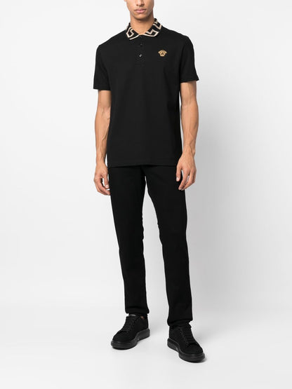 Versace Medusa greca polo in black