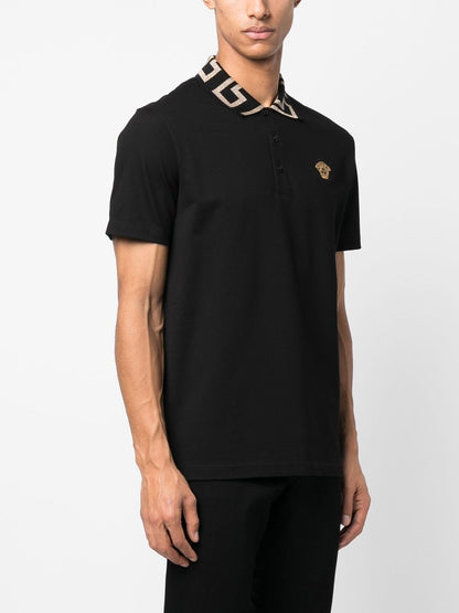 Versace Medusa greca polo in black