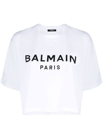 Balmain cropped logo print T-shirt