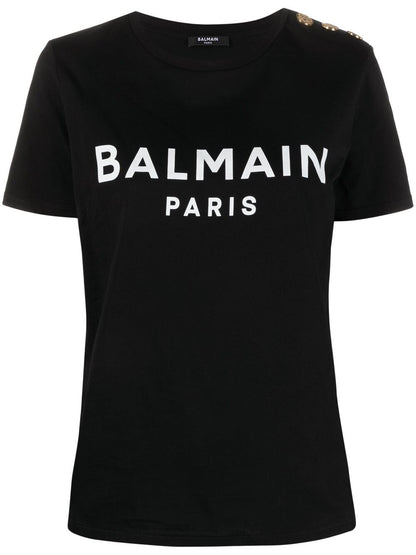 Balmain Logo Print Cotton T-shirt