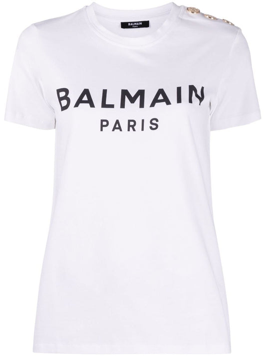 Balmain Logo Print Cotton T-shirt