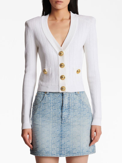 Balmain knitted V-neck cropped cardigan