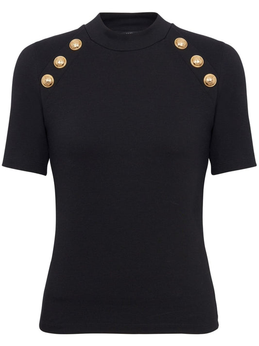 Balmain 6-button raglan-sleeve T-shirt