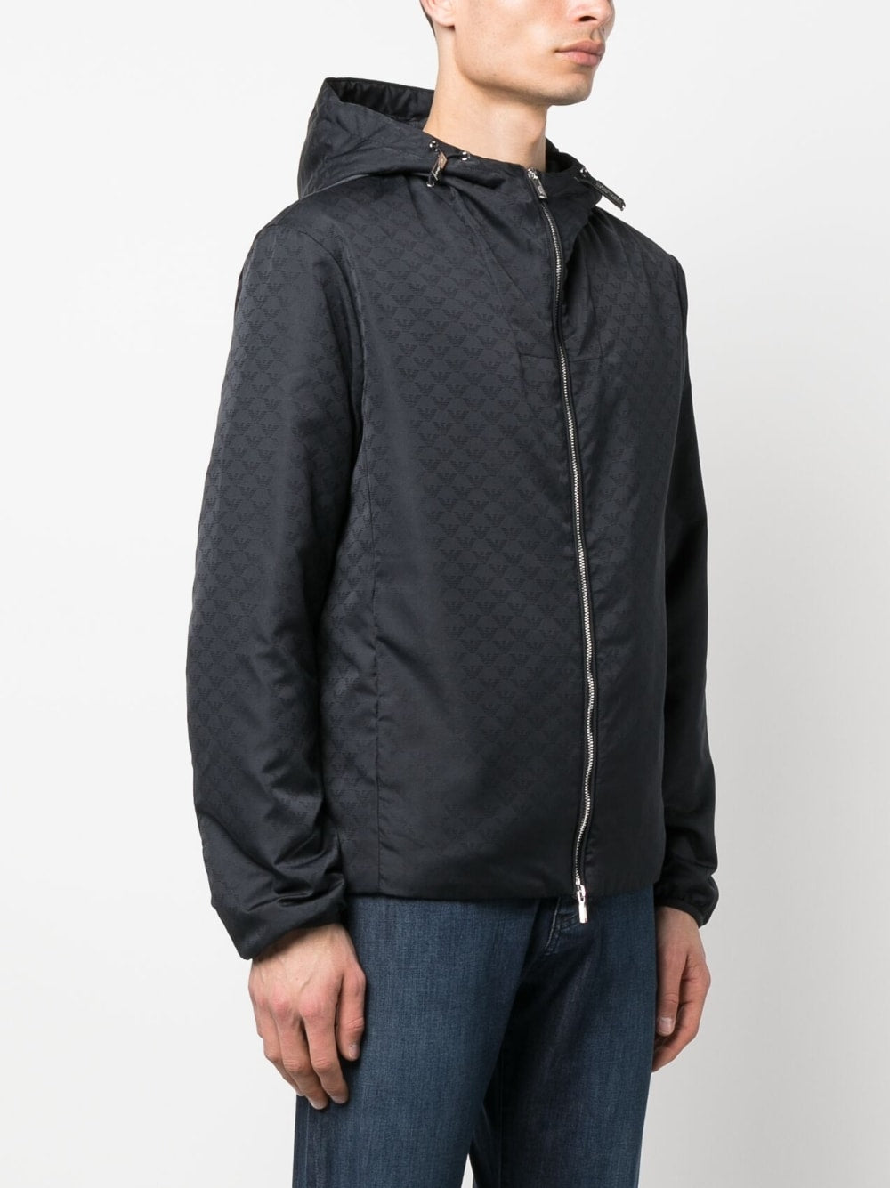 Emporio Armani Monogram-pattern hooded jacket