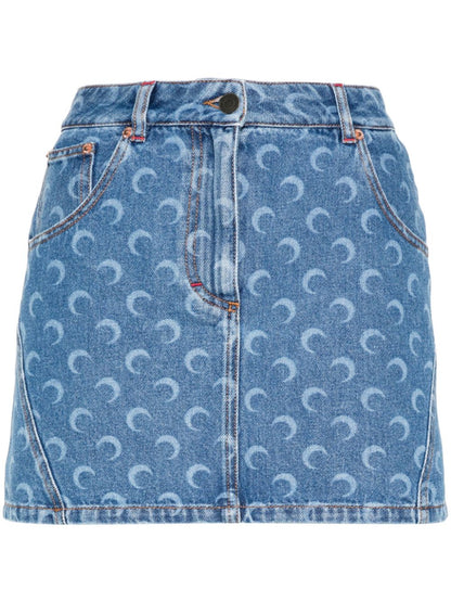 Marine Serre Denim Mini Skirt