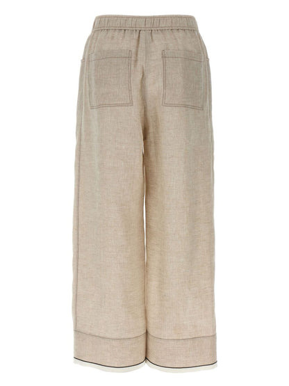 Brunello Cucinelli linen wide leg trousers