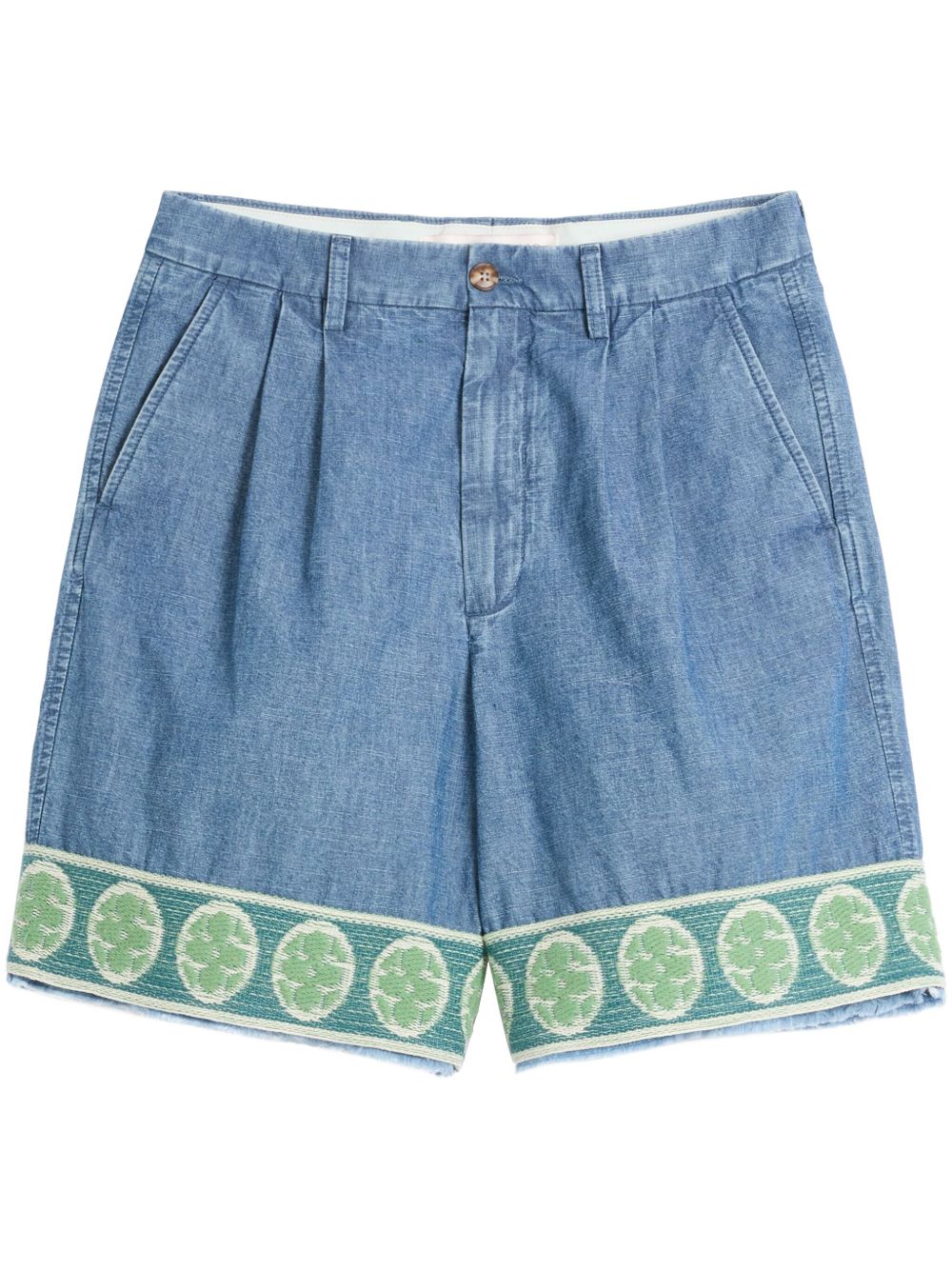 Valentino Valentino denim bermuda shorts with jacquard hem