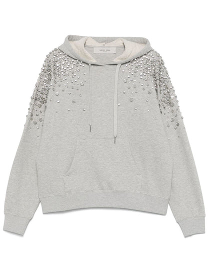 Golden Goose gray hooded sweatshirt with crystal decoration