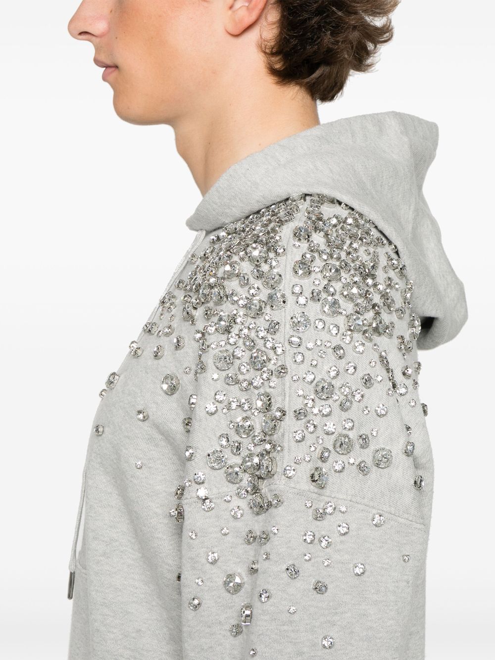 Golden Goose gray hooded sweatshirt with crystal decoration