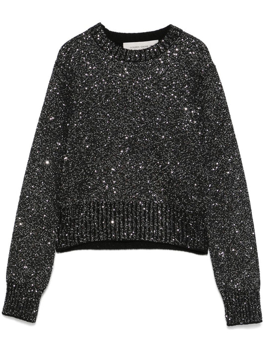 Golden Goose wool blend cropped sweater with all-over sequins