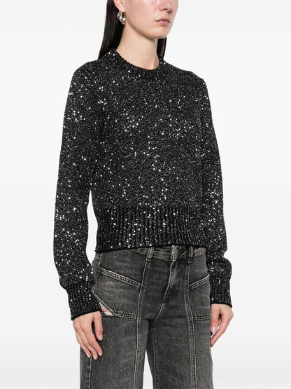 Golden Goose wool blend cropped sweater with all-over sequins