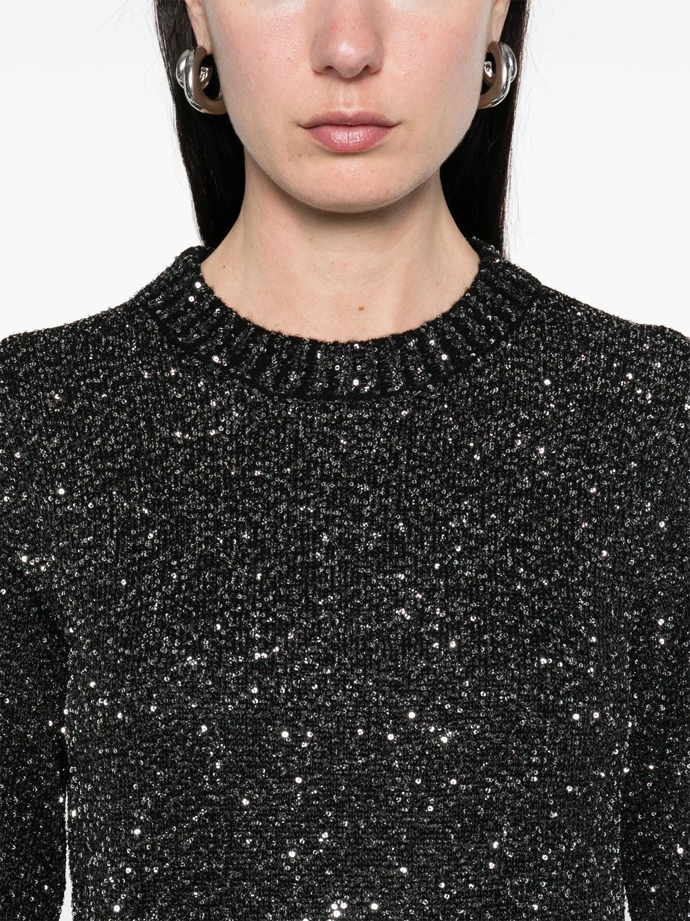 Golden Goose wool blend cropped sweater with all-over sequins