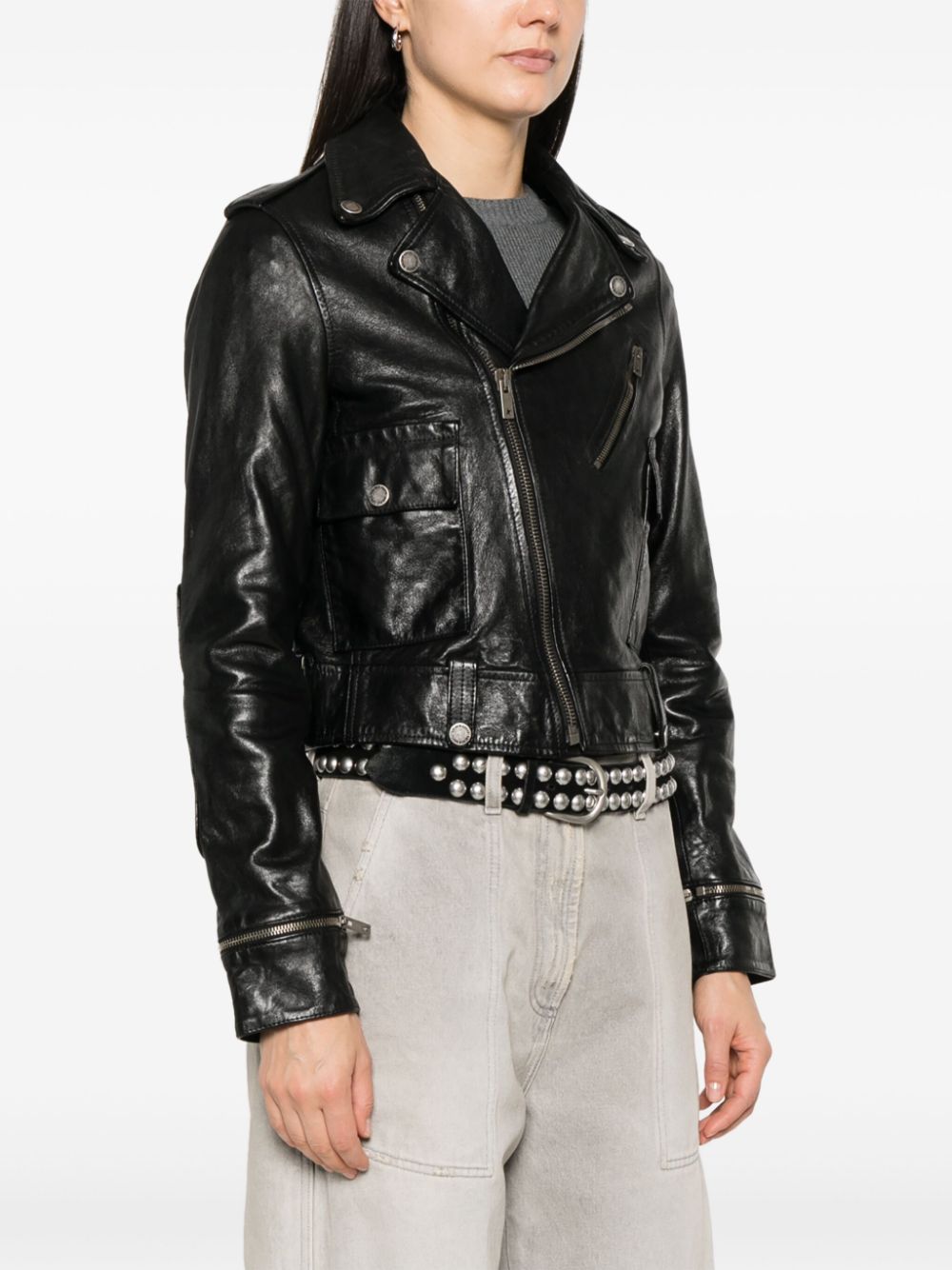 Golden Goose leather jacket with shiny effect