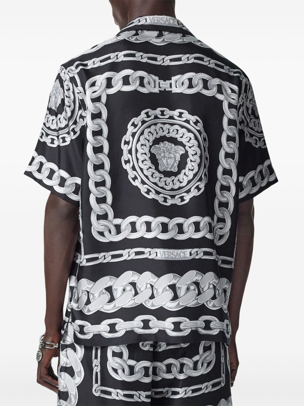 Versace Printed Silk Medusa Chains Bowling Shirt